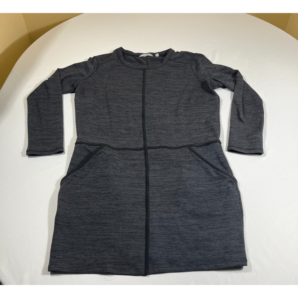 Athleta Heather Gray Cozy Knit Long Sleeve Pocketed Sheath Shift Dress Medium